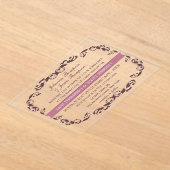 CLEAR Elegant Victorian Filigree White Wedding アクリル招待状 (レイダウン)