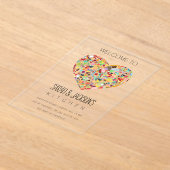 CLEAR Food Love Heart Kitchen Welcome Sign アクリル招待状 (レイダウン)