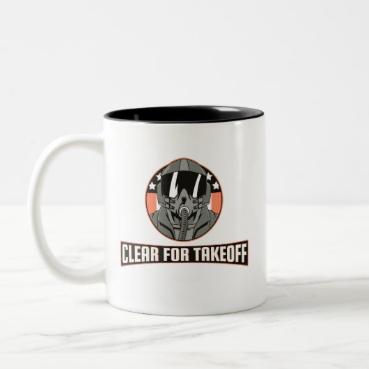 Clear for Takeoff Army Mom Coffee Mug Military ツートーンマグカップ (左)