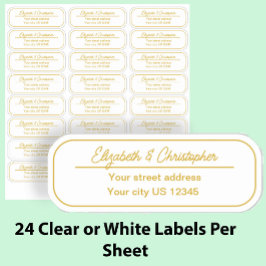 Clear Gold Return Address Custom Transparent Label シール