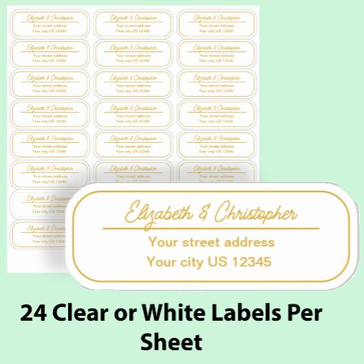 Clear Gold Return Address Custom Transparent Label シール