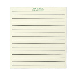 Clear Green Teacher Lined Paper From The Desk Of  ノートパッド