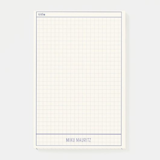 Clear Minimal Grid Custom Name Sticky Notepad ポストイット (正面)