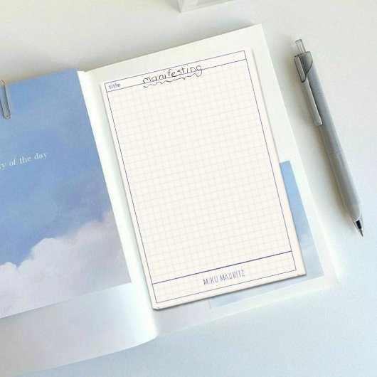 Clear Minimal Grid Custom Name Sticky Notepad ポストイット