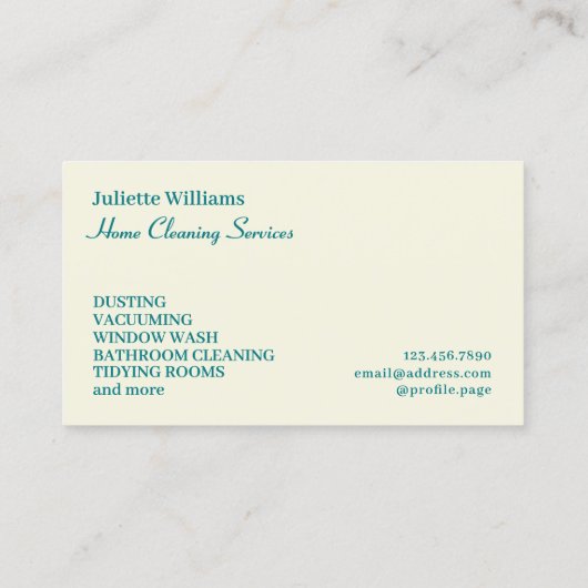 Clear minimalist simple home cleaning 名刺 (裏面)
