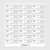 Clear Monogram Return Address Custom Transparent  シール (シート)