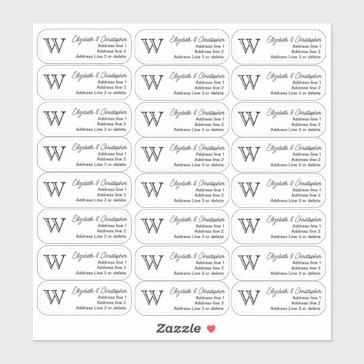 Clear Monogram Return Address Custom Transparent  シール (シート)