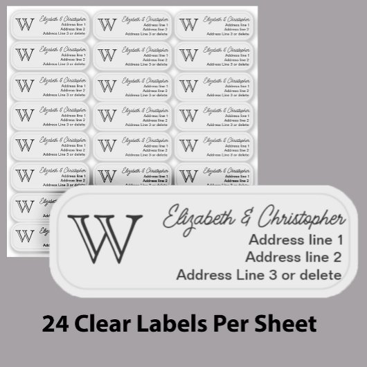 Clear Monogram Return Address Custom Transparent  シール