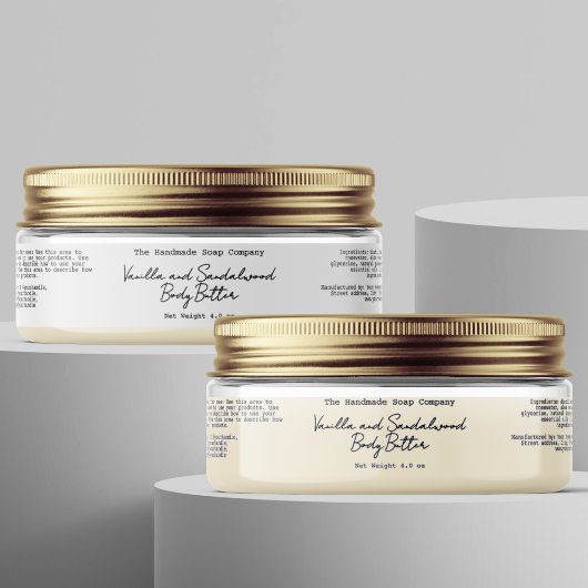 Clear or White Skin Cream Body Butter Jar Label  シール