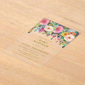 CLEAR Painted Floral Baby Shower Invite アクリル招待状 (レイダウン)