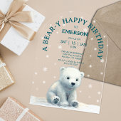 Clear Polar Bear Birthday アクリル招待状