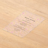 Clear Pretty Pink Roses Floral Bridal Shower アクリル招待状 (レイダウン)