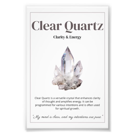 Clear Quartz crystal meaning poster フォトプリント (正面)