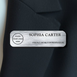 Clear Silver Hairline Classic Name Badge Custom 名札