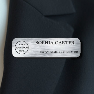 Clear Silver Hairline Classic Name Badge Custom 名札