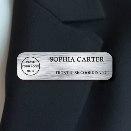 Clear Silver Hairline Classic Name Badge Custom 名札