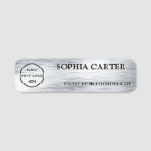 Clear Silver Hairline Classic Name Badge Custom 名札 (正面)