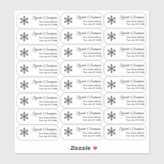Clear Snowflake Return Address Custom Transparent  シール (シート)