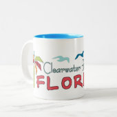 Clearwaterのビーチのフロリダのアートなやし ツートーンマグカップ (正面左)