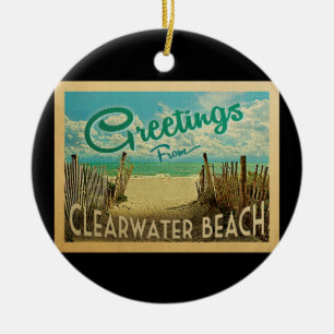 Clearwaterのビーチのヴィンテージ旅行 セラミックオーナメント