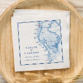 ClearwaterビーチFLマップエレガントネイビーブルー結婚ズ スタンダードカクテルナプキン