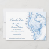 ClearwaterビーチFLマップエレガントネイビーブルー結婚ズ セーブザデート (正面)