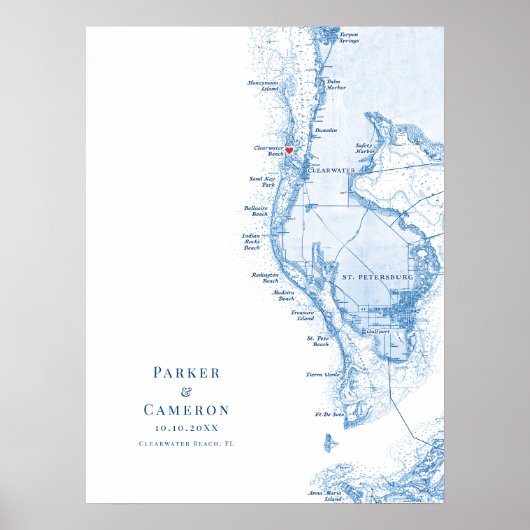 ClearwaterビーチFLマップ結婚のゲストブックポスター ポスター (正面)