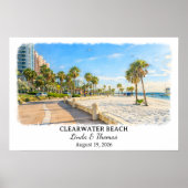 Clearwater Beach Florida Poster, Watercolor ポスター (正面)