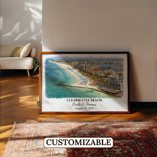 Clearwater Beach Florida Poster, Watercolor ポスター