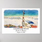 Clearwater Beach Florida Poster, Watercolor ポスター (正面)