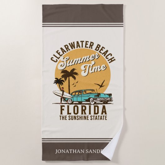 ClearWater Beach Florida Summer Time ビーチタオル (正面)