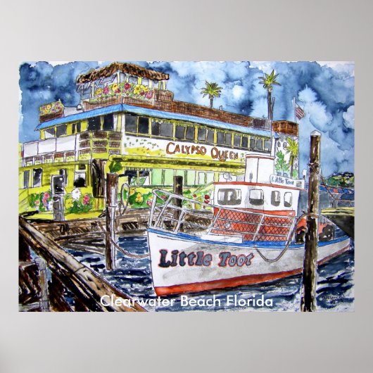 clearwater_boat_painting, Clearwater Beach Florida ポスター (正面)