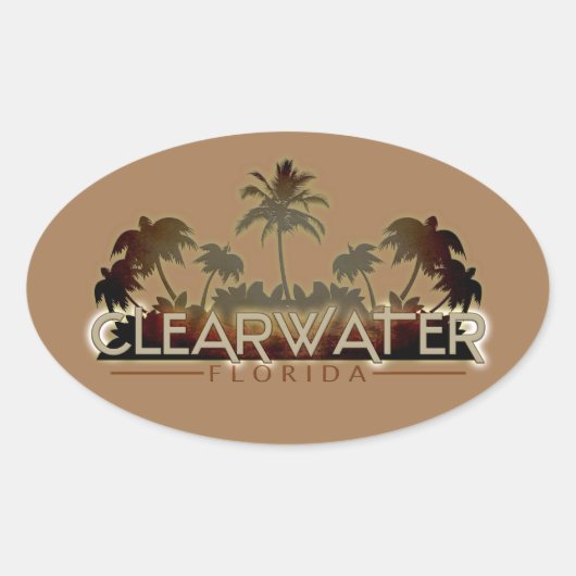 Clearwater Floridaヤシの木の楕円形のシール 楕円形シール (正面)