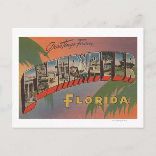 Clearwater, Florida – ラージレターシーン ポストカード (正面)