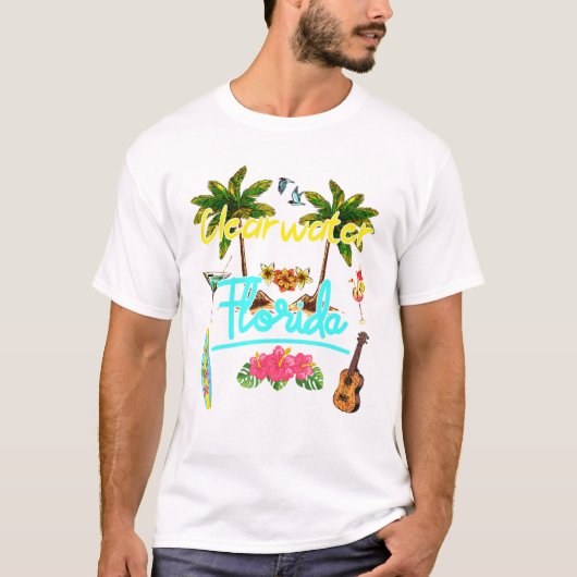 Clearwater Florida Beach Summer Palm Surf Sun Set  Tシャツ (正面)