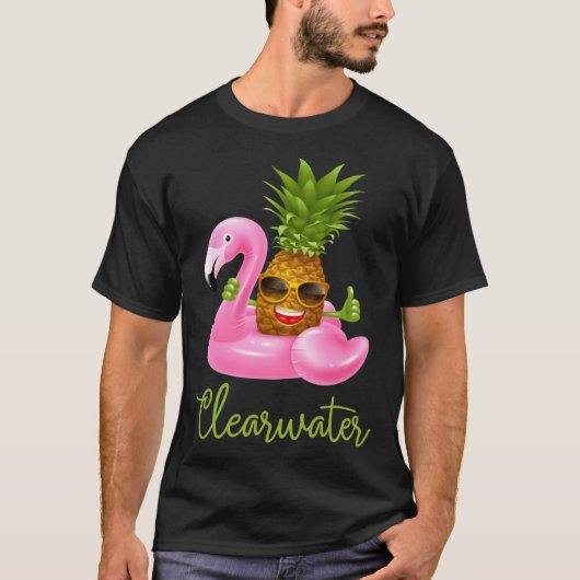 Clearwater Florida Beach Tropical  Flamingo Pineap Tシャツ (正面)