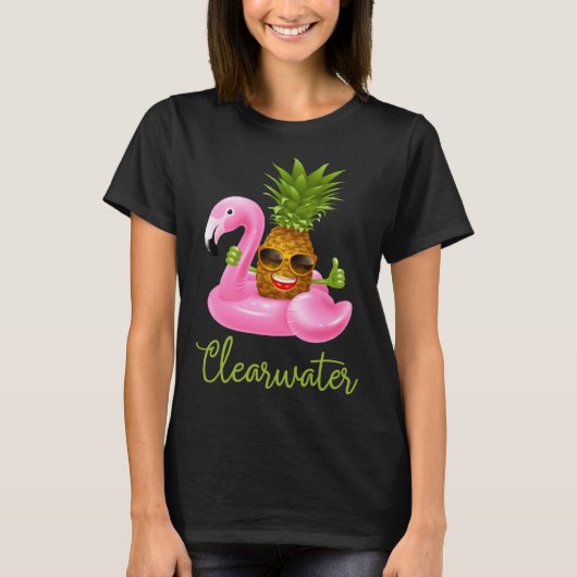 Clearwater Florida Beach Tropical  Flamingo Pineap Tシャツ (正面)