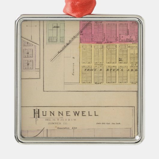 Clearwater、Hunnewell、DanvilleおよびCorbin、カンザス メタルオーナメント (正面)