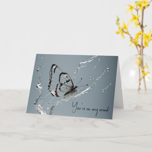 Clearwing Butterfly 考え's of you カード (黄色い花)