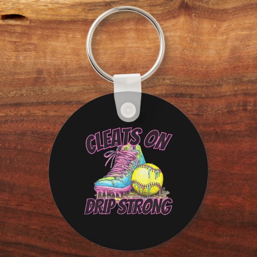 Cleats On Drip Strong Softll Drip Softll Mom Retro キーホルダー (正面)