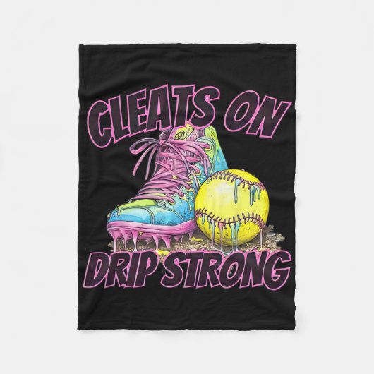 Cleats On Drip Strong Softll Drip Softll Mom Retro フリースブランケット (正面)