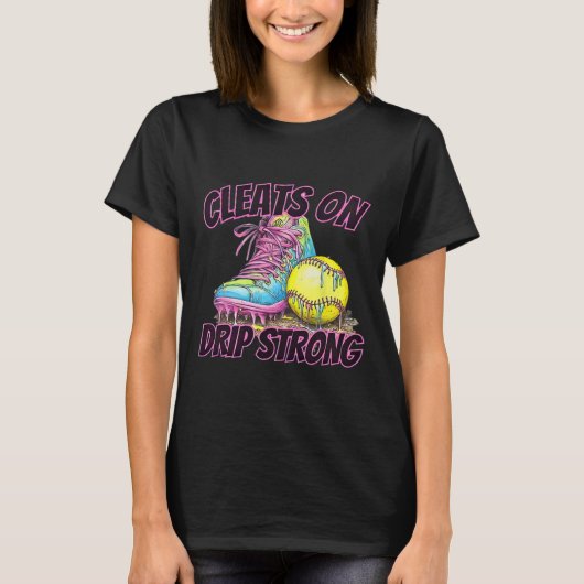 Cleats On Drip Strong Softll Drip Softll Mom Retro Tシャツ (正面)