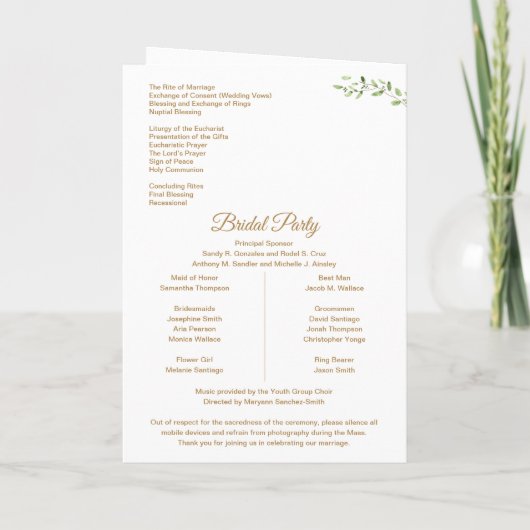 Clegant Catholic Wedding Program With Readings  プログラム (裏面)