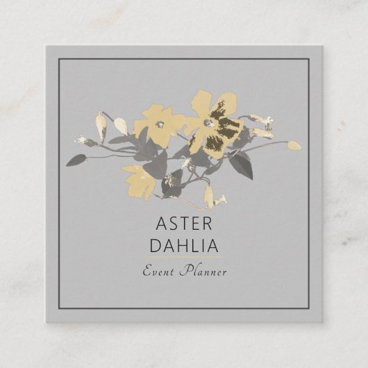 Clematis黄色の水色の花カスタマイズ スクエア名刺 (正面)