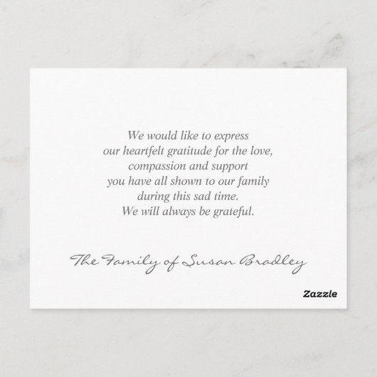 Clematis 2aフローラBW写真悔やみや弔慰ありがとう ポストカード (裏面)