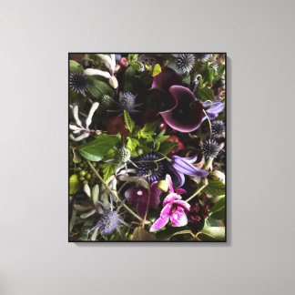 Clematis & Blue Floral Botanical Canvas Art キャンバスプリント