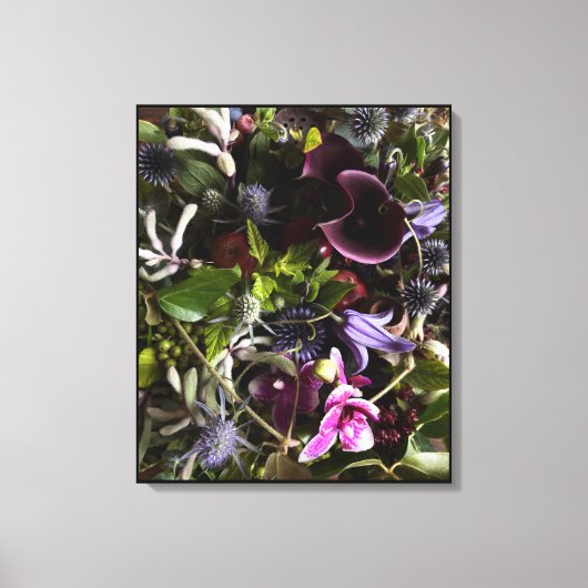 Clematis & Blue Floral Botanical Canvas Art キャンバスプリント (正面)
