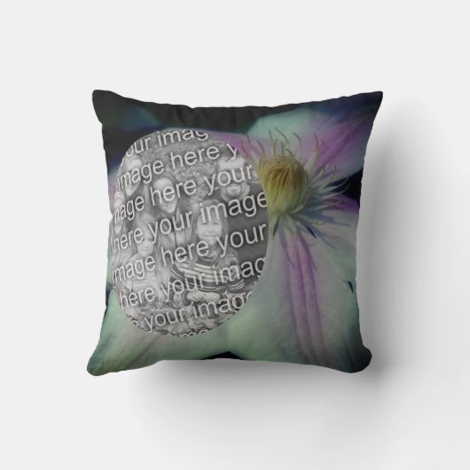 Clematis Flower花びらフレーム自分の写真を作成 クッション (裏面)