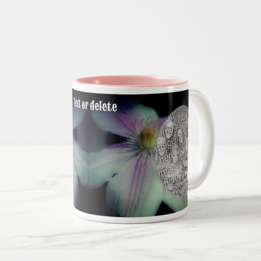 Clematis Flower花びらフレーム自分の写真を作成 ツートーンマグカップ (正面右)