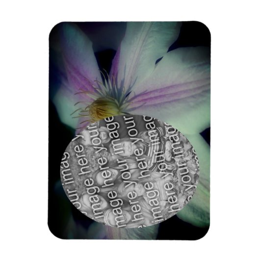 Clematis Flower花びらフレーム自分の写真を作成 マグネット (縦)
